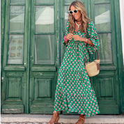 CASSIA – ELEGANT GEOMETRIC HIGH-LOW DAY DRESS