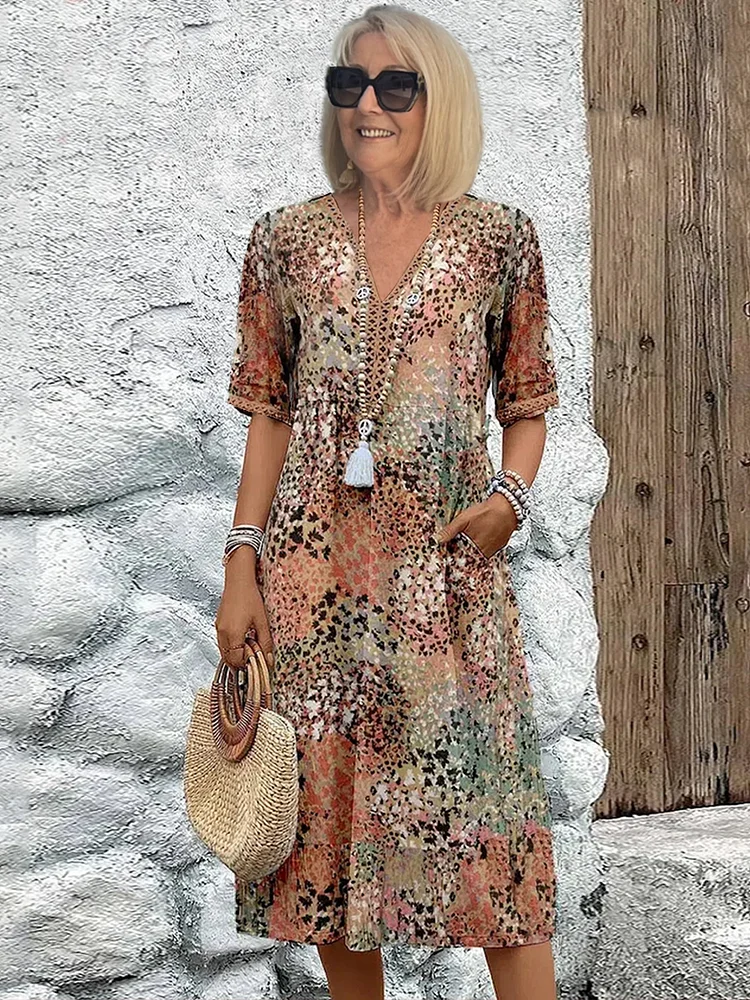CELESTE – VIBRANT MIDI DRESS WITH POCKETS