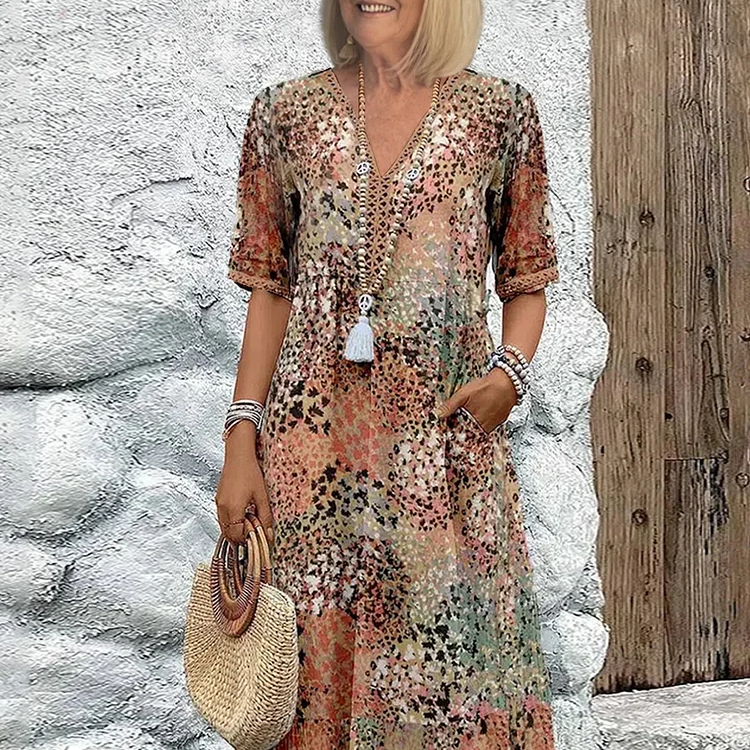 CELESTE – VIBRANT MIDI DRESS WITH POCKETS