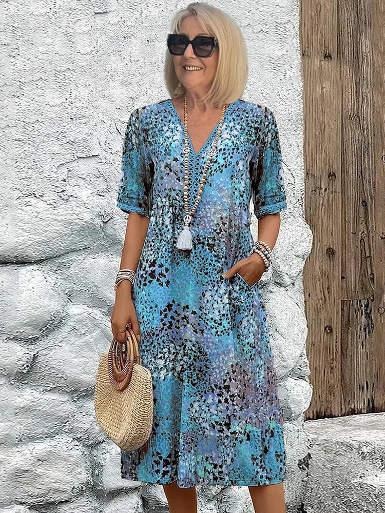 CELESTE – VIBRANT MIDI DRESS WITH POCKETS