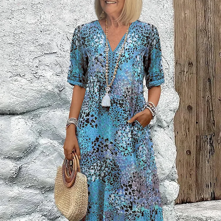CELESTE – VIBRANT MIDI DRESS WITH POCKETS
