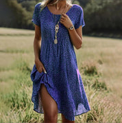 SOLARA – BREEZY VINTAGE FLORAL V-NECK BOHO DRESS